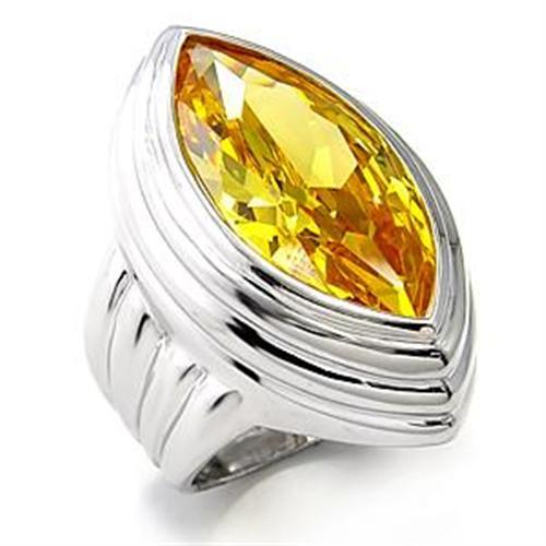 JCEA511 Rhodium 925 Sterling Silver Ring with AAA Grade CZ  in Topaz
