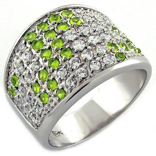 JCEAS1007 Rhodium 925 Sterling Silver Ring with AAA Grade CZ  in Multi Color